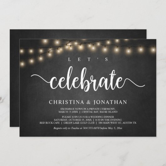 Célébrons, Faire-part de Mariage Élégant et Rustiq (Devant / Derrière)