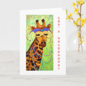 Célébrons la carte de voeux de girafe (Fleur jaune)