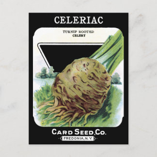Celeriac Root Vegetable  Seed Packet Black Briefkaart