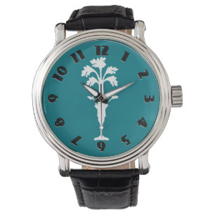 'Celery Charles' Dark Aqua Watch Leather Strap Horloge