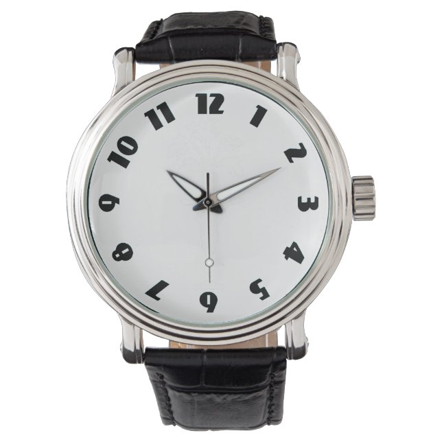 'Célery Charles' Eau Noire Montre Bracelet en Cuir (devant)