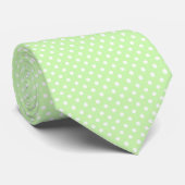 Celery Green and White Polka Dot Pattern Stropdas (Opgerold)
