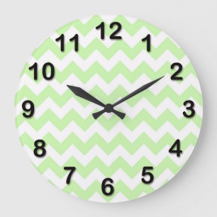 Celery Green, White Chevron ZigZag Pattern Grote Klok