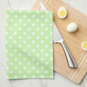 Celery Green White Polka Dot Pattern Theedoek (Quarter Fold)