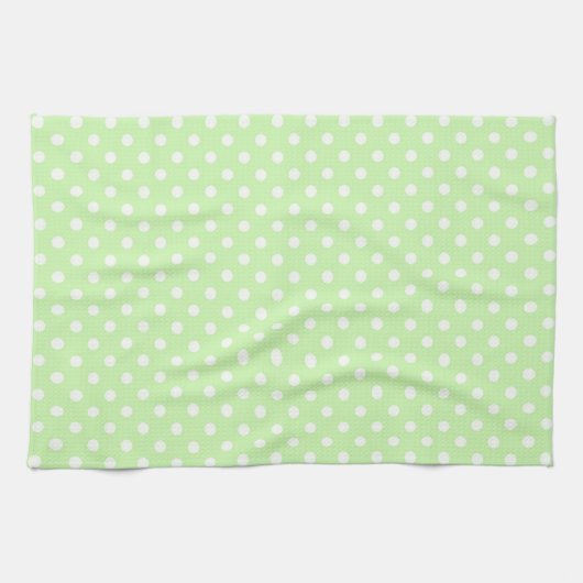 Celery Green White Polka Dot Pattern Theedoek (Horizontaal)