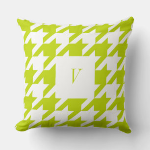 Celery Houndstooth Monogrammed Sierkussen