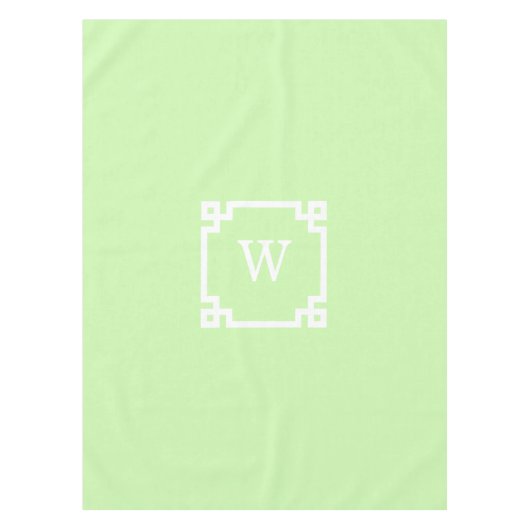 Celery White Greek Key Lijst #2 Initiaal Monogram Tafelkleed (Voorkant)