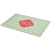 Celery Wihte Chevron Coral Quatrefoil 3 Monogram Snijplank (Hoek)