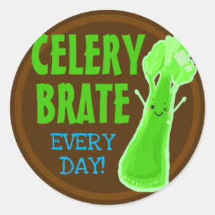 Celerybrate Elke dag - Celery Pun Ronde Sticker