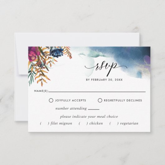 Céleste avec / sans options de repas Mariage RSVP (Devant)