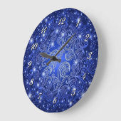 Céleste Bleu Flèches & Étoiles Horloge murale (Angle)