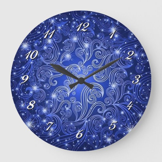 Céleste Bleu Flèches & Étoiles Horloge murale (Recto)