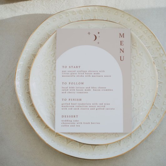CELESTE Boho Moon & Stars Terracotta Arch Menu