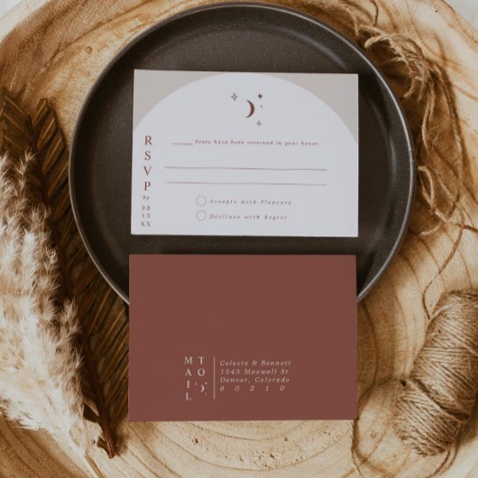 CELESTE Boho Moon & Stars Terracotta RSVP Kaart