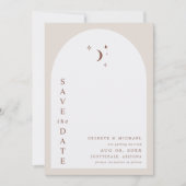 CELESTE Boho Moon & Stars Terracotta Save the Date Kaart (Voorkant)