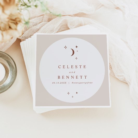 CELESTE Boho Moon & Stars Terracotta Wedding Servet