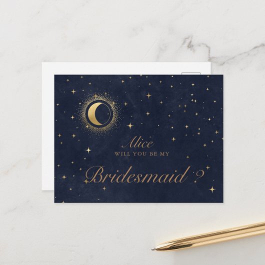 Céleste Crescent Moon Bridesmaid Invitation (Devant/Arrière en situation)