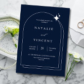 Céleste Élégant Invitation de Mariage Bleu Nuit