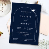 Céleste Élégant Invitation de Mariage Bleu Nuit