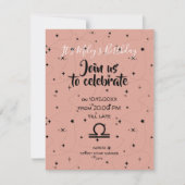 céleste Libra rose noir étoiles invitation d'anniv (Devant)