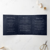 Céleste Lune d'argent programme de mariage plié (Intérieur)