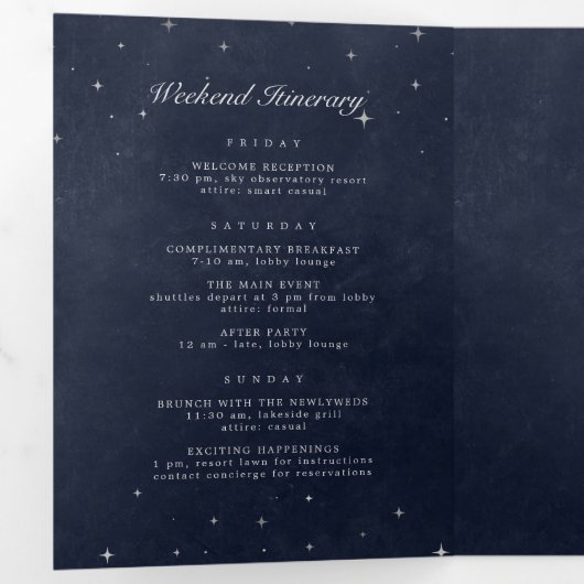 Céleste Lune d'argent programme de mariage plié (Intérieur en premier)