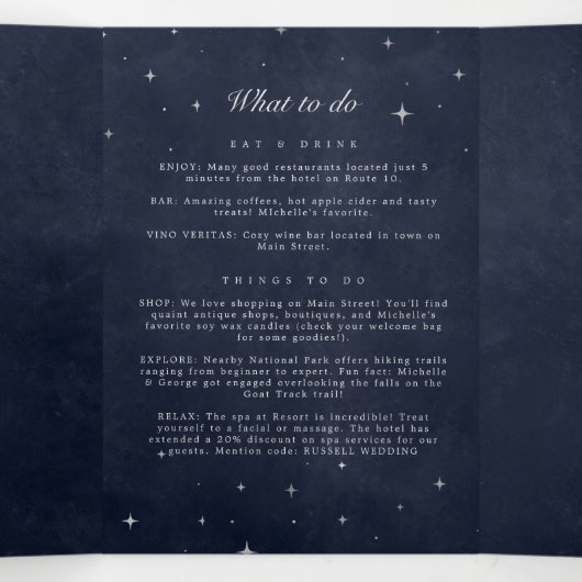 Céleste Lune d'argent programme de mariage plié (Intérieur au milieu)