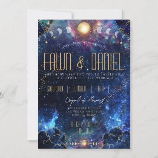 Céleste Lune Phase de mariage Invitations (Devant)