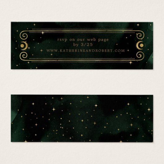 céleste minuit vert or Mariage Website Card (Devant & derrière)