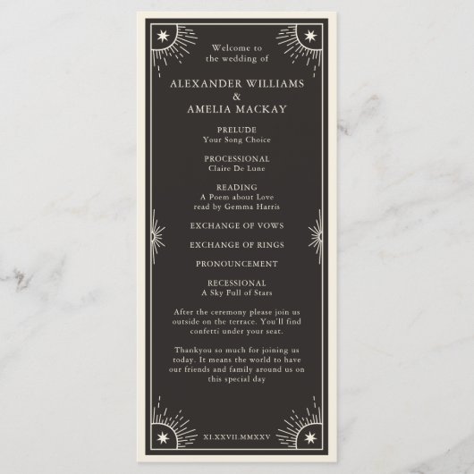 Céleste Tarot Boho programme de cérémonie mariage  (Devant)