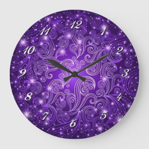 Céleste Violet Étoiles Étoiles Et Étoiles Horloge 