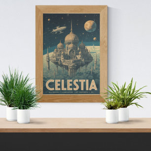 Celestia: De Stad Tussen de Sterren - Vintage Retr Poster