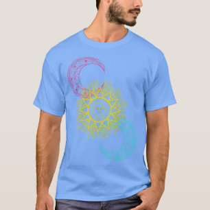 Celestiaire borsten Galaxy Sun Moon Stars Buitenru T-shirt