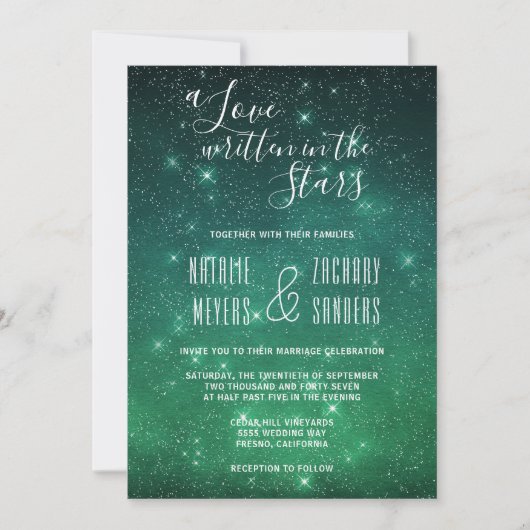 Celestial A Love Geschreven in Stars Wedding Kaart (Voorkant)