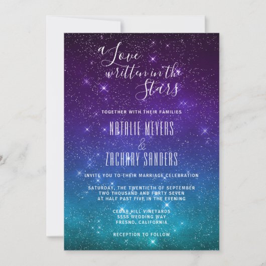 Celestial A Love Geschreven in Stars Wedding Kaart (Voorkant)