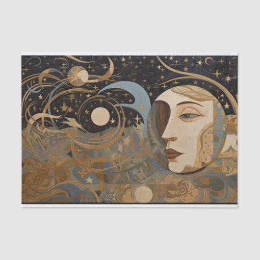 Celestial Abstract Geometrisch Schilderen Decoupag Tissuepapier (Voorkant)