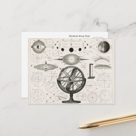 Celestial Alchemist Moon Briefkaart (Voorkant / Achterkant in situ)