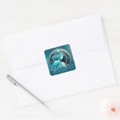 Celestial Aquarius Fantasy Script Etherische Zodia Vierkante Sticker (Envelop)