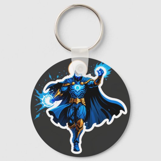 Celestial Arc Knight – Blue Energy Ascension Sleutelhanger (Voorkant)
