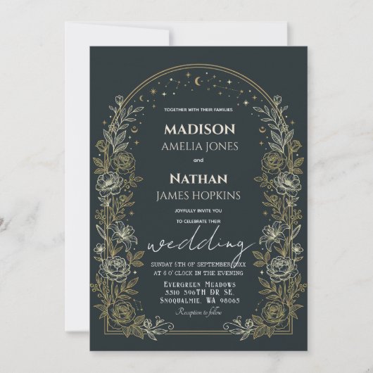 Celestial Arch Wedding Invitation Gold Frame (Devant)