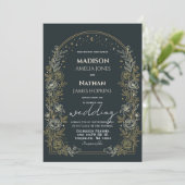 Celestial Arch Wedding Invitation Gold Frame (Debout devant)