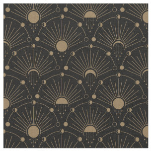 Celestial Art Deco 1920 maan en sterren Stof