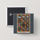  Celestial, Astrological Zodiac Chart, 1475 Vierkante Button 5,1 Cm (Voorkant /achterkant)