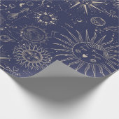 Celestial Astronomy Navy Pattern Cadeaupapier (Hoek)