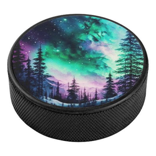 Celestial Aurora Borealis noordelijk licht Hockey Puck (3/4)