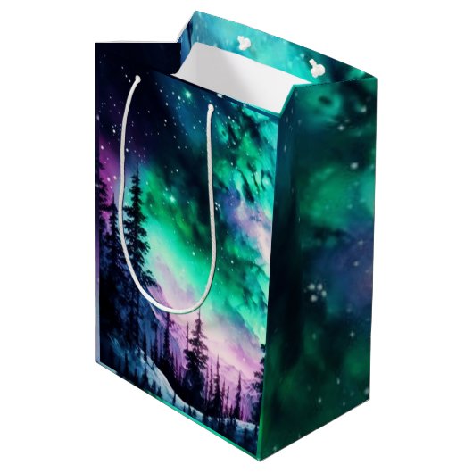 Celestial Aurora Borealis noordelijk licht Medium Cadeauzakje (Achterkant Gekanteld)