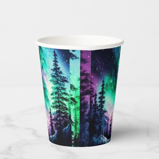 Celestial Aurora Borealis noordelijk licht Papieren Bekers (Rechts)