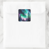 Celestial Aurora Borealis noordelijk licht Vierkante Sticker (Tas)