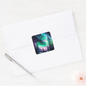 Celestial Aurora Borealis noordelijk licht Vierkante Sticker (Envelop)