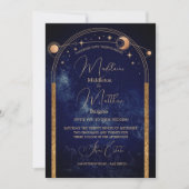 Celestial avond chique elegante bruiloft kaart (Voorkant)